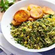 Green Mexican Rice with Corn - the perfect simple summer side! 240 calories. | pinchofyum.com