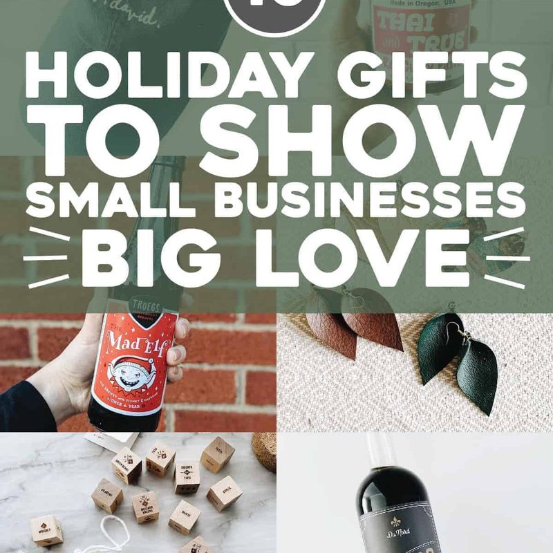 Holiday gifts in a collage.