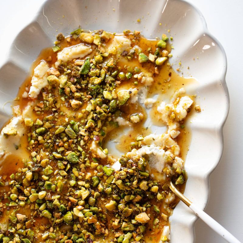 A picture of Boursin Appetizer with Pistachios and Honey