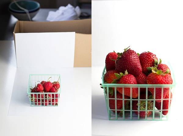 Cardboard shoe box for food photos.