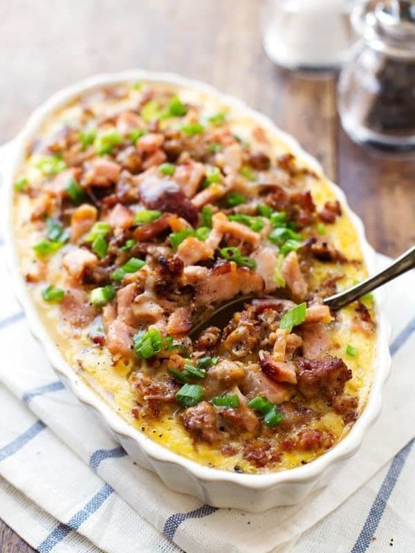 A picture of Ham and Sausage Hash Brown Egg Bake