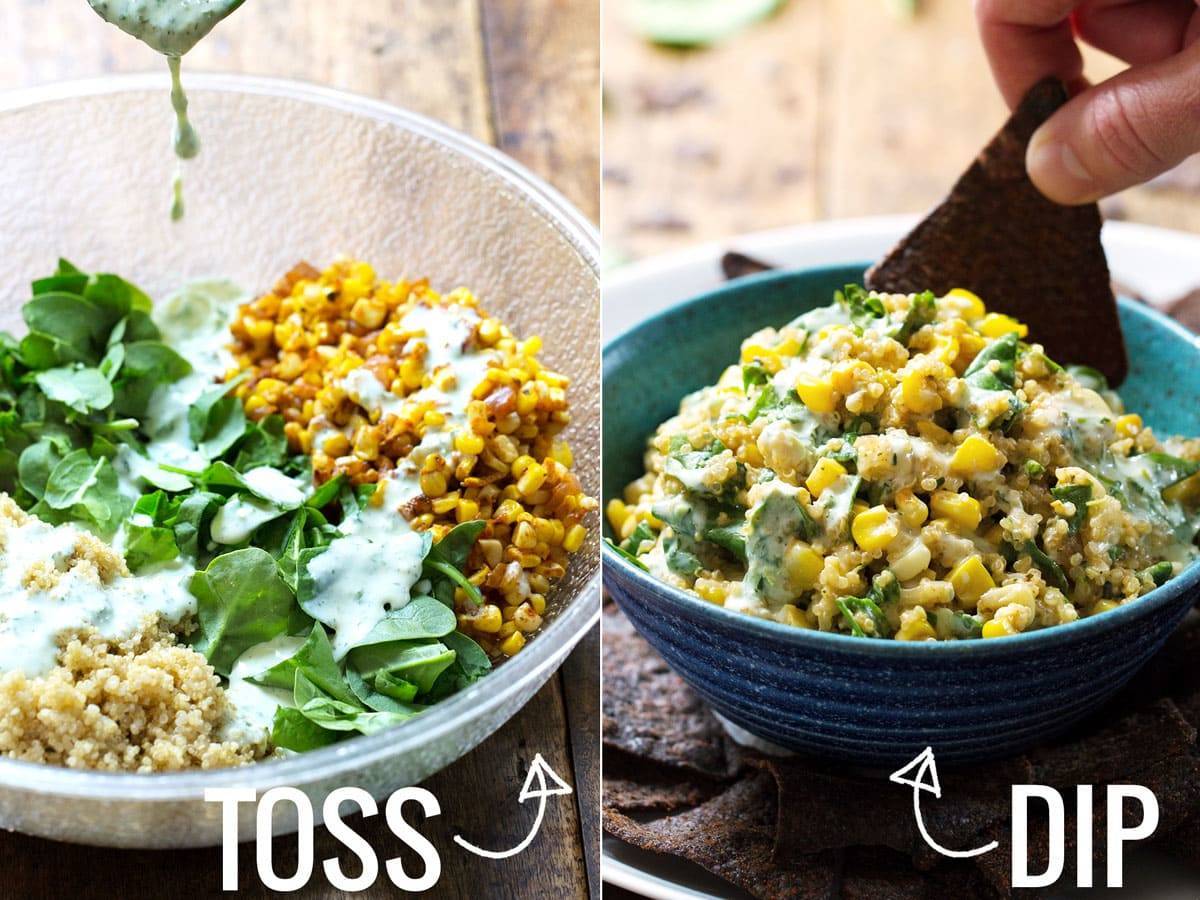 Tossing and dipping corn dip.