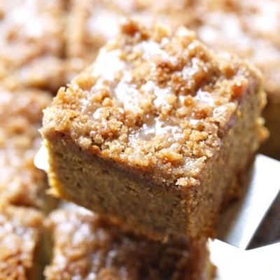 Cinnamon Streusel Pumpkin Coffee Cake with Maple Glaze.