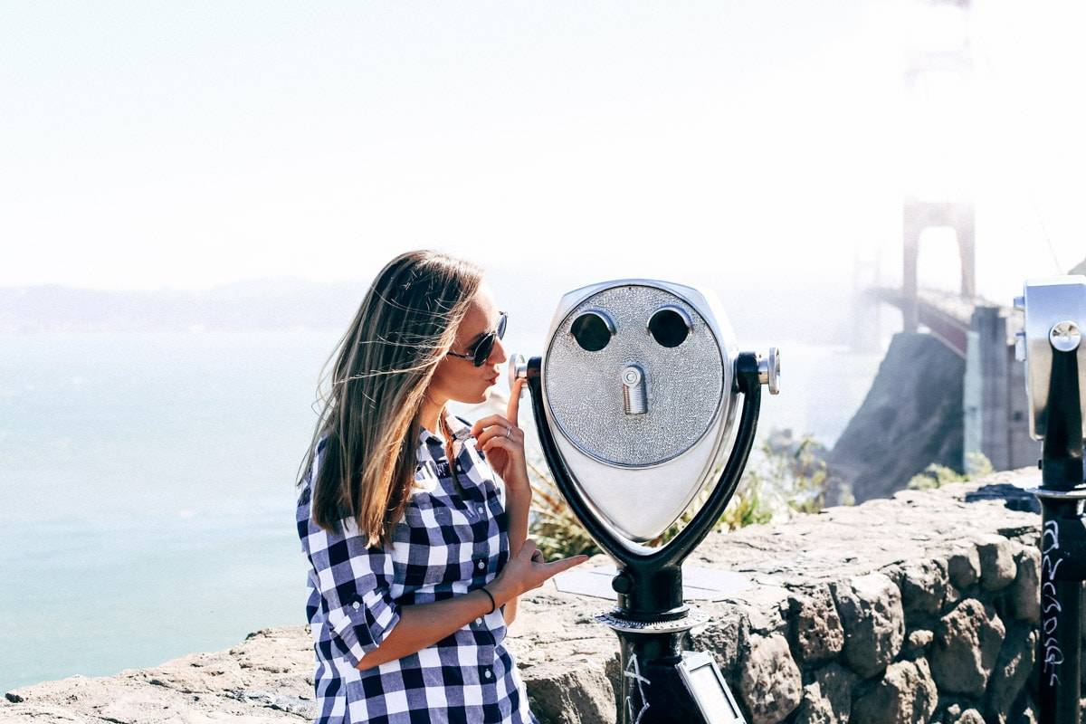 Woman making a kissing face.